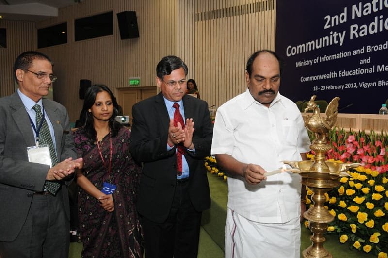 The Minister of State for Information and Broadcasting, Dr. S. Jagathrakshakan lighting..