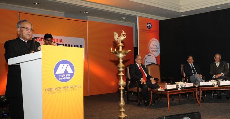 The Union Finance Minister, Shri Pranab Mukherjee addressing at the Platinum Jubilee celebration..