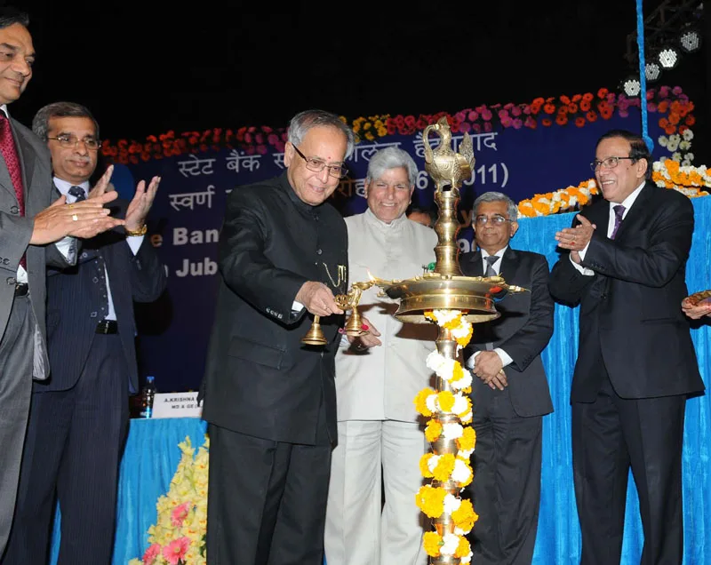 The Union Finance Minister, Shri Pranab Mukherjee lighting the lamp..