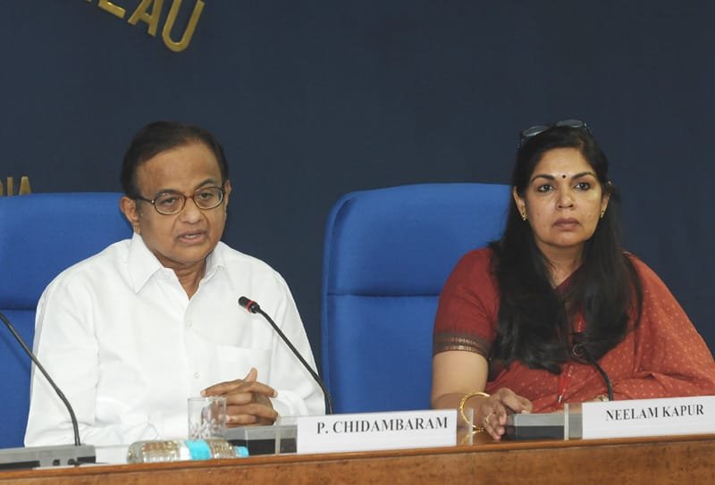 The Union Home Minister, Shri P. Chidambaram holding a press….