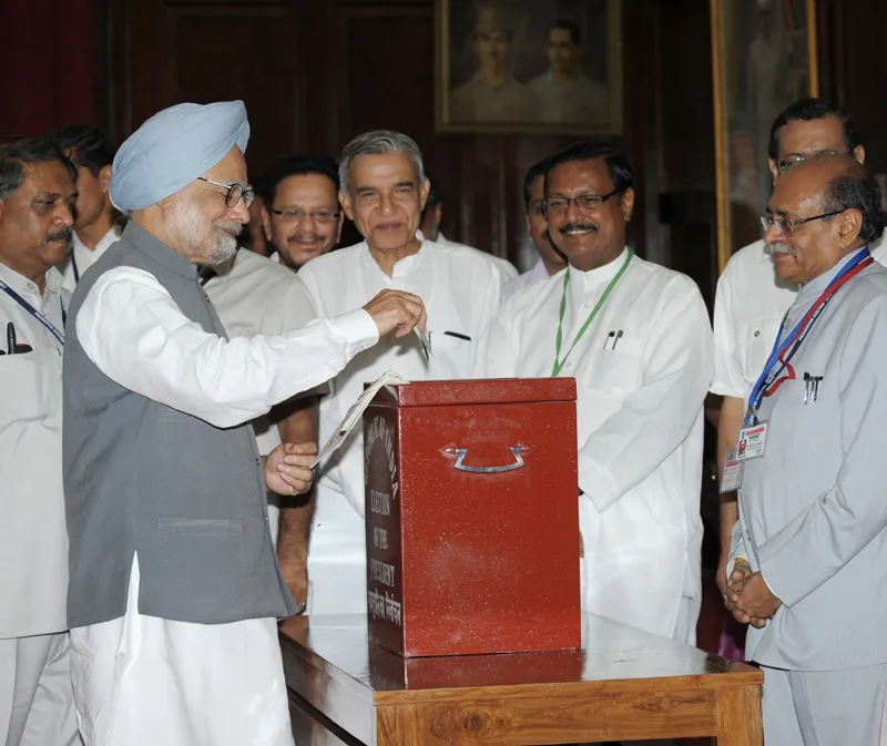 The Prime Minister, Dr. Manmohan Singh casting his vote in the Presidential election…