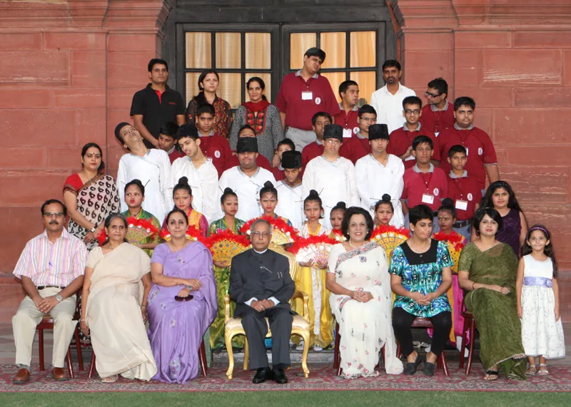 The President, Shri Pranab Mukherjee with the children from Tamana…