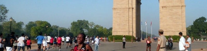 A view of the participants running at the 5th Delhi Half Marathon 2012, in New Delhi on September 30, 2012.