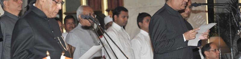 The President, Shri Pranab Mukherjee administering the oath as...