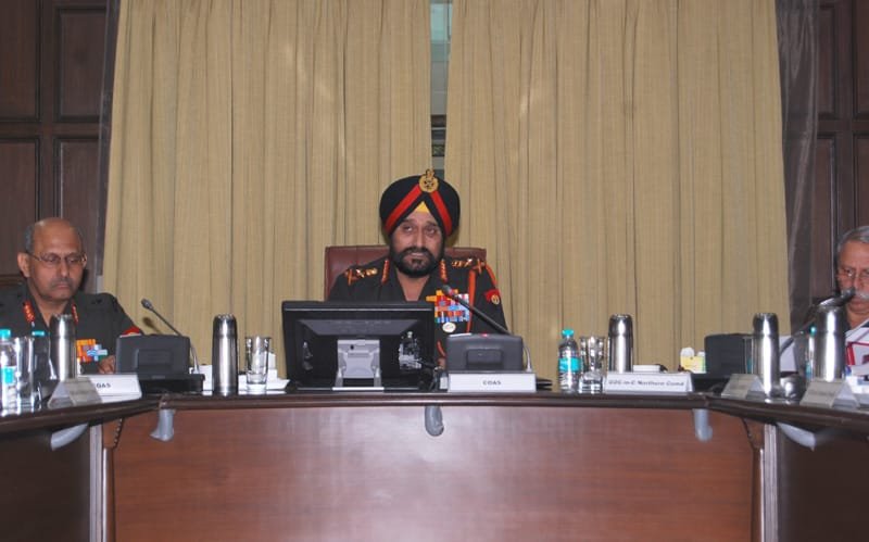 The Chief of Army Staff, General Bikram Singh addressing the...