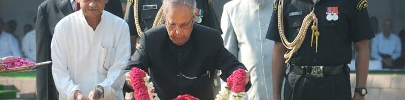 The President, Shri Pranab Mukherjee paying floral tributes at...