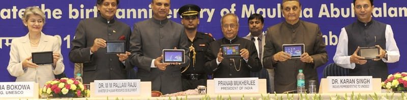 The President, Shri Pranab Mukherjee launching the Aakash...