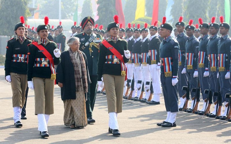 The Chief Minister of Delhi, Smt. Sheila Dikshit inspecting the Guard of Honour,…