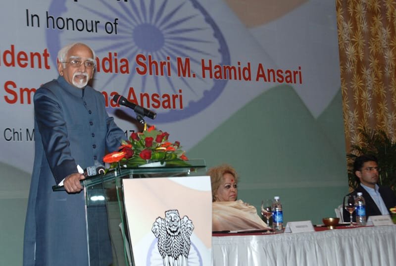 The Vice President, Shri Mohd. Hamid Ansari addressing at the Indian Community Reception…