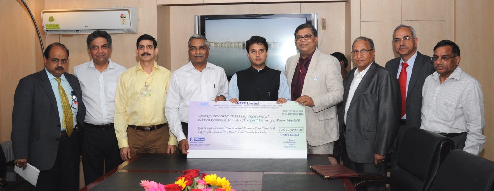 7.14% increase  in the Interim Dividend of  Rs. 3092.06 crore paid by NTPC Ltd