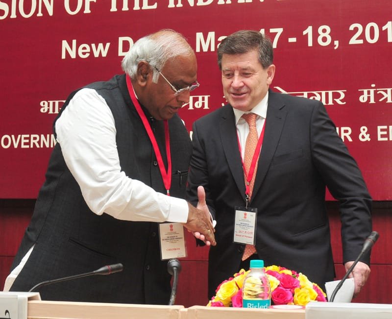 The Union Minister for Labour and Employment, Shri Mallikarjun Kharge with the DG…