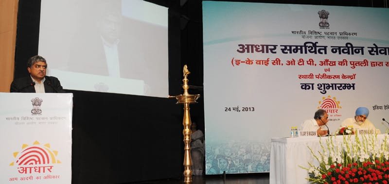 The Chairman, UIDAI, Shri Nandan Nilekani addressing at the launch of the Aadhaar…