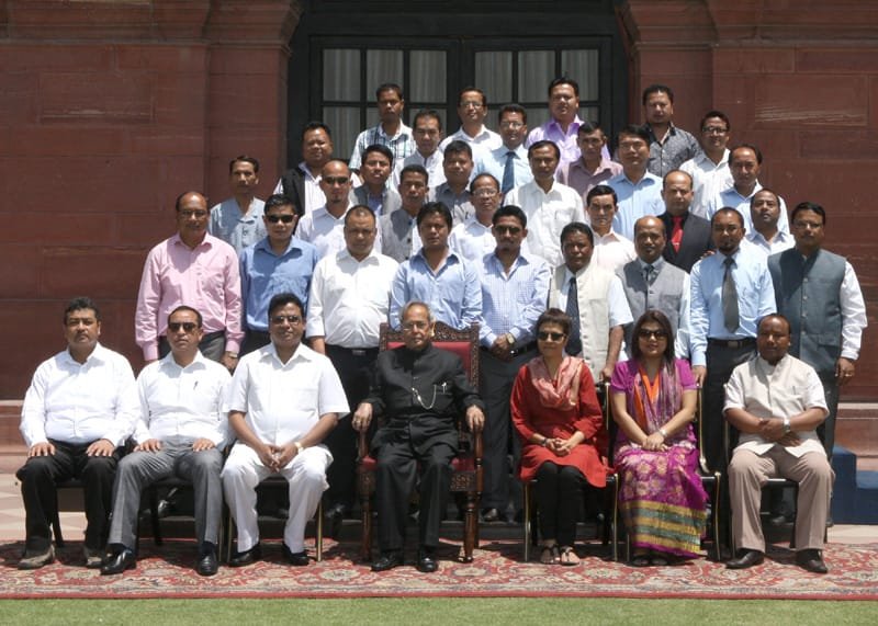 The President, Shri Pranab Mukherjee with the Speaker, Meghalaya Legislative Assembly...