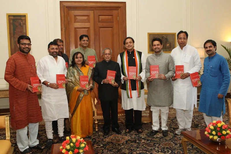 The President, Shri Pranab Mukherjee received a copy of the book entitled “India-The Future…