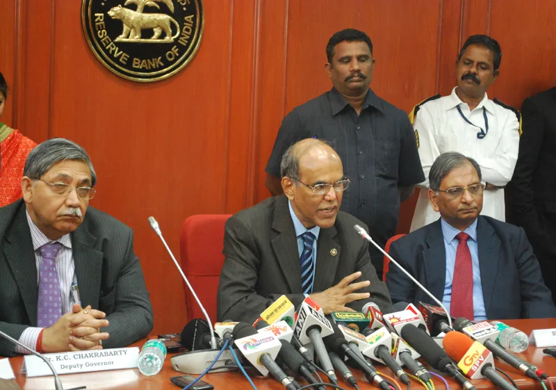 The Governor, RBI, Dr. D. Subbarao addressing the media after the…