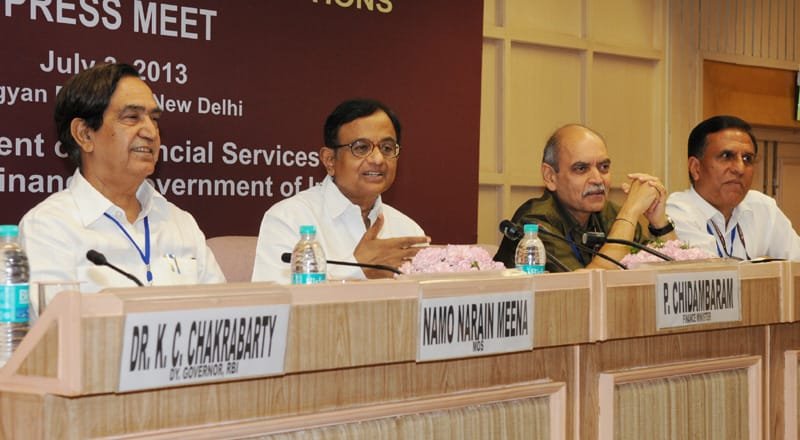 The Union Finance Minister, Shri P. Chidambaram addressing a Press Conference…