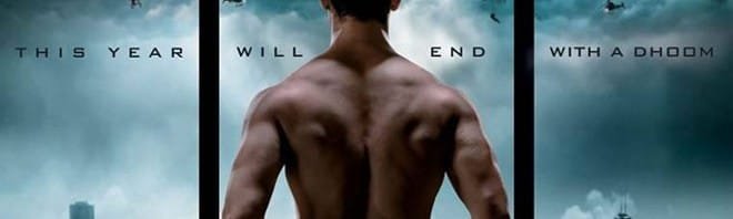 DHOOM 3 FIRST POSTER A FEAST FOR EYES - AAMIR CHISELED BACK AN EYE HOLDER ON POSTER