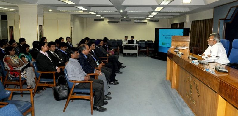 The Addl. DG (M&C), PIB, Shri D.N. Mohanty addressing the IFS Officer trainees, in New Delhi