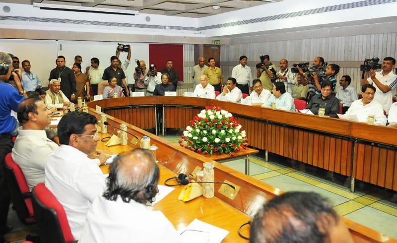 The Speaker, Lok Sabha, Smt. Meira Kumar at a meeting of Leaders of Parties in...