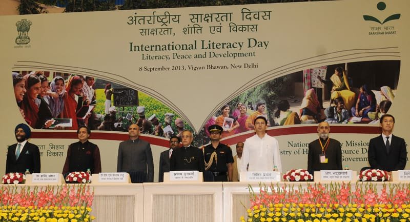 The President, Shri Pranab Mukherjee at the International Literacy Day celebrations, in New Delhi