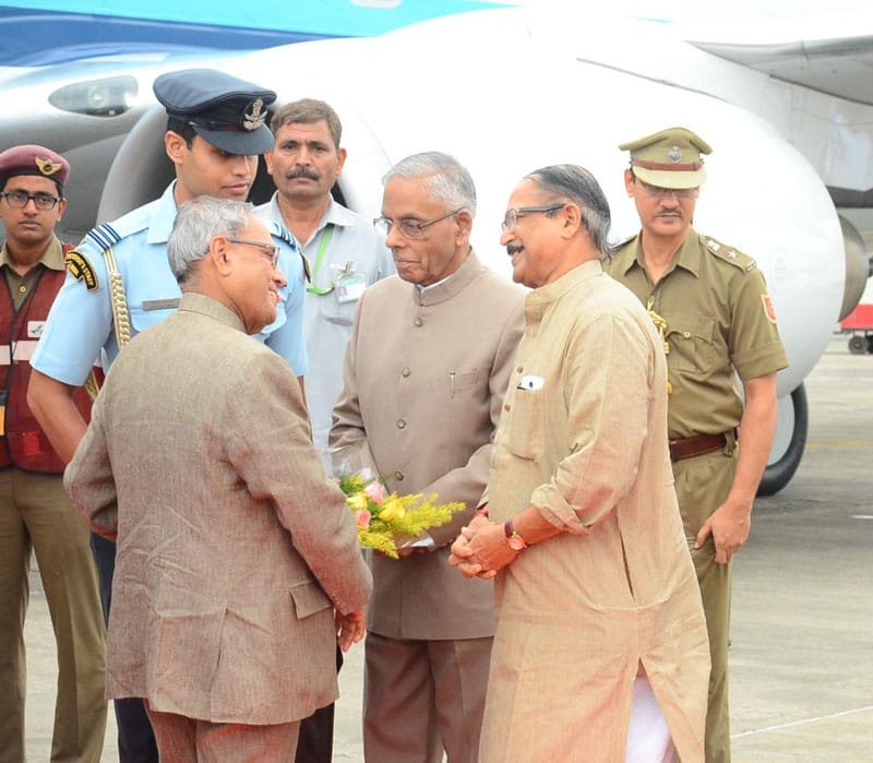 The President, Shri Pranab Mukherjee being received by the Governor of West Bengal,…