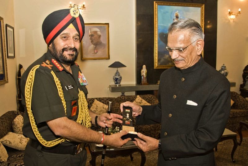 The Chief of Army Staff, General Bikram Singh presenting a memento to the…