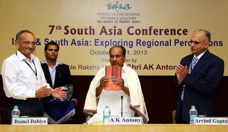The Defence Minister, Shri A. K. Antony releasing a book brought out by IDSA…