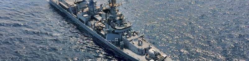 INS Delhi Class Destroyer during the ‘Defence of Gujarat Exercise’.