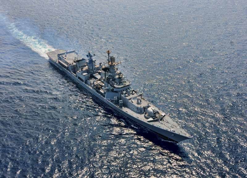 INS Delhi Class Destroyer during the ‘Defence of Gujarat Exercise’.