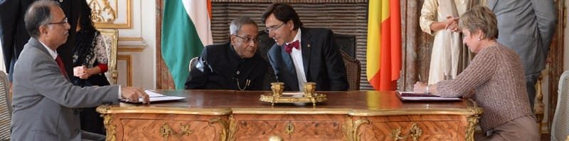The President, Shri Pranab Mukherjee and the Prime Minister of Belgium, Mr. Elio Di Rupo...
