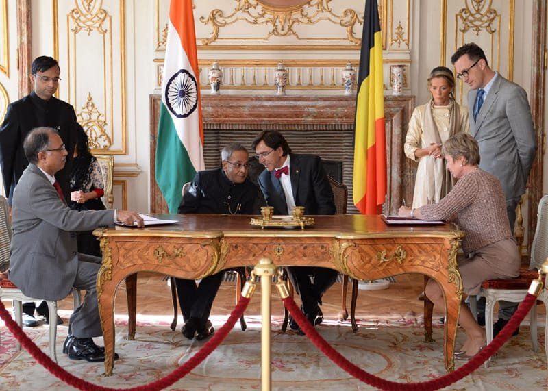 The President, Shri Pranab Mukherjee and the Prime Minister of Belgium, Mr. Elio Di Rupo…