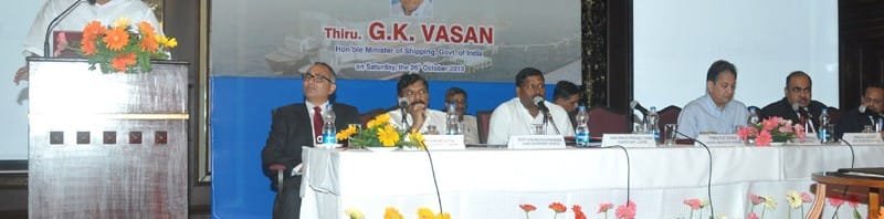 The Union Minister for Shipping, Shri G.K. Vasan addressing at the signing ceremony of...