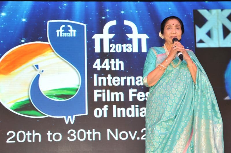 The renowned female singer Asha Bhosle addressing at the inaugural ceremony of…