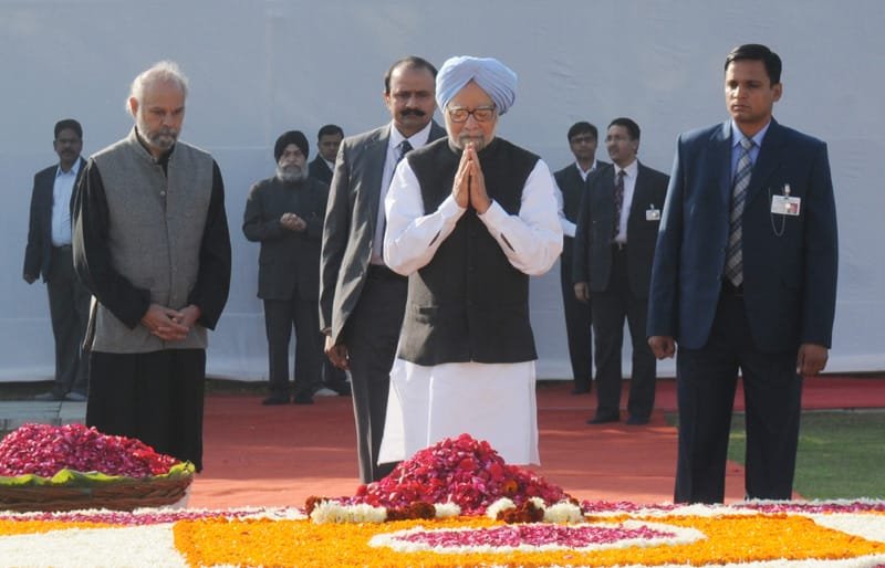 The Prime Minister, Dr. Manmohan Singh paying homage at the Samadhi of…