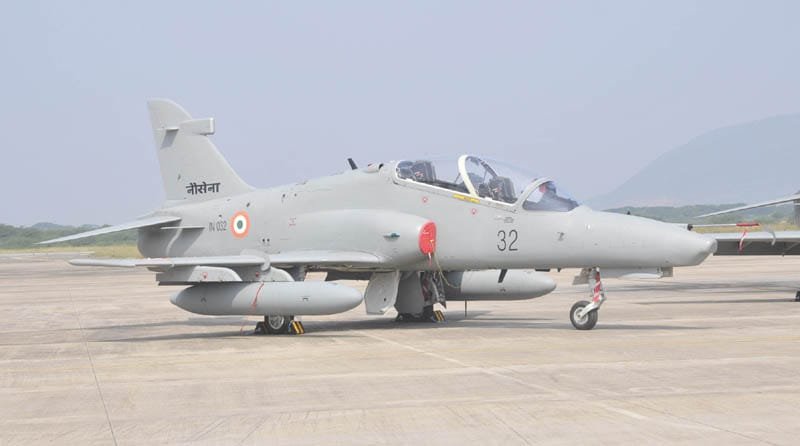 Hawk Mk 132 advanced jet trainer (AJT) aircraft inducted into the Indian Navy,…