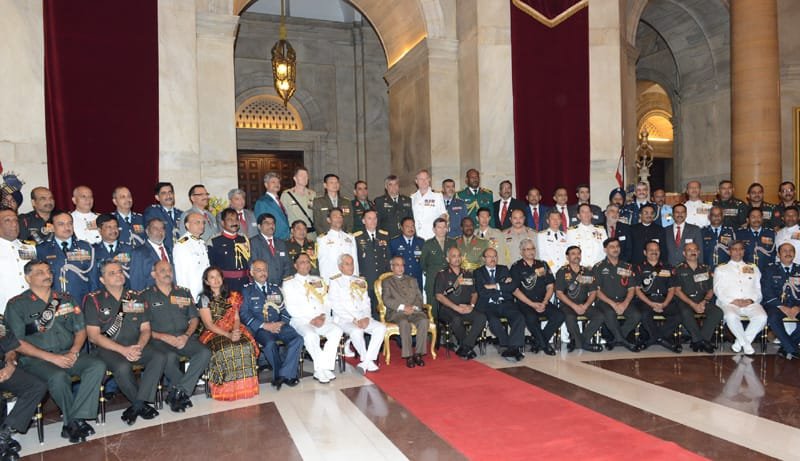 The President, Shri Pranab Mukherjee with the members of 53rd NDC Course &...