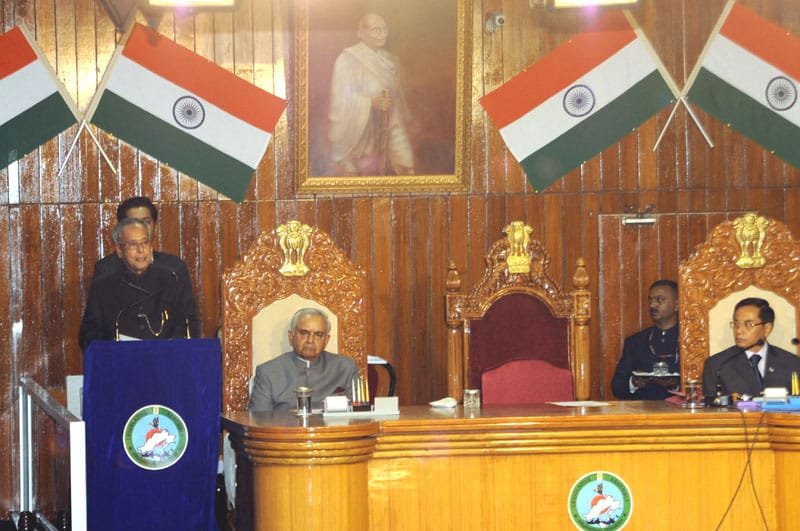 The President, Shri Pranab Mukherjee addressing the Members of Arunachal Pradesh…