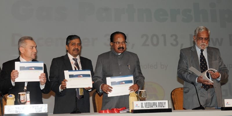 The Union Minister for Petroleum & Natural Gas, Dr. M. Veerappa Moily releasing a booklet,…