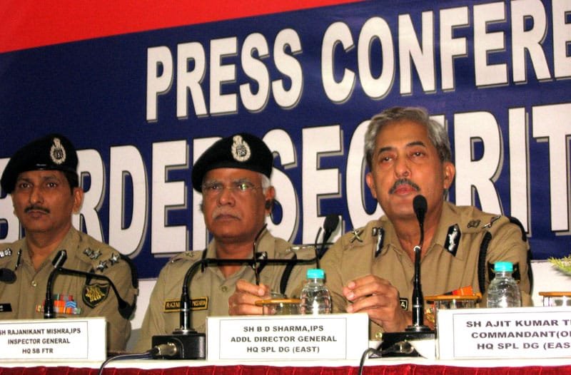 The Addl. DG (E), Border Security Force, Shri B.D. Sharma addressing a Press Conference…