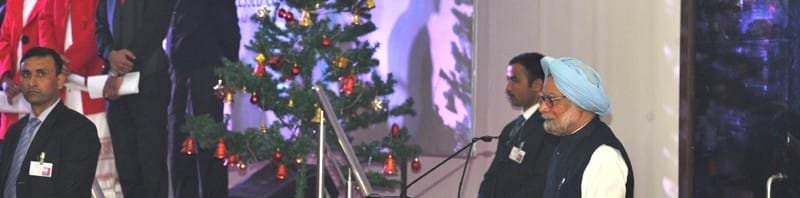 The Prime Minister, Dr. Manmohan Singh addressing at the...