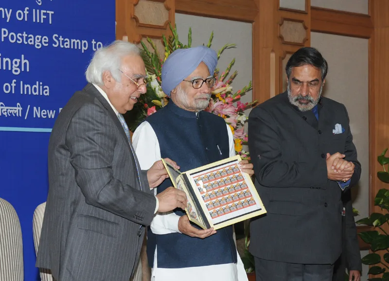 The Prime Minister, Dr. Manmohan Singh releasing the stamp on the occasion of the golden jubilee of IIFT, in New Delhi
