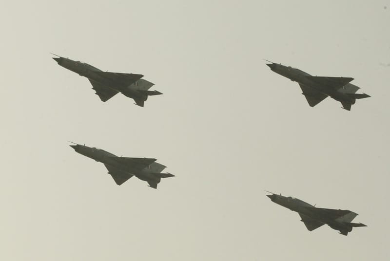 A four aircraft Box Formation flown by Mig-21 FL during a rehearsal ahead of the...