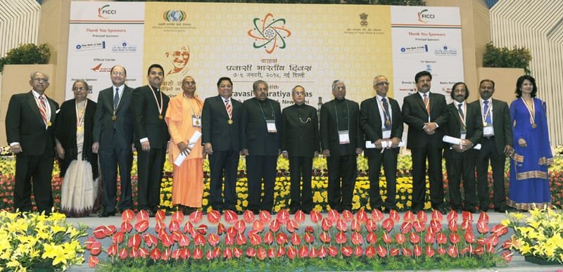 The President, Shri Pranab Mukherjee with the awardees of the Pravasi…