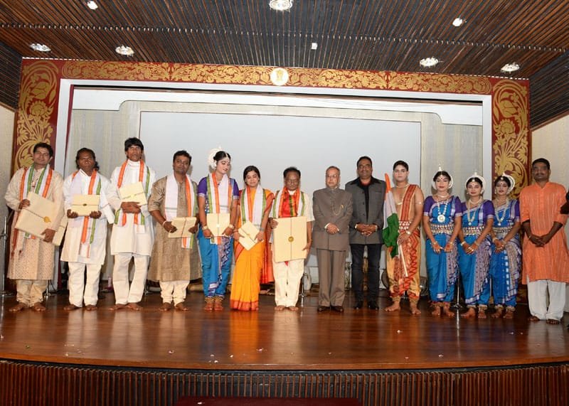 The President, Shri Pranab Mukherjee felicitated the artists after witnessing…