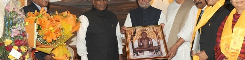 A Jain delegation led by Acharya Lokesh Muni meeting the Prime Minister, Dr. Manmohan Singh, in New Delhi