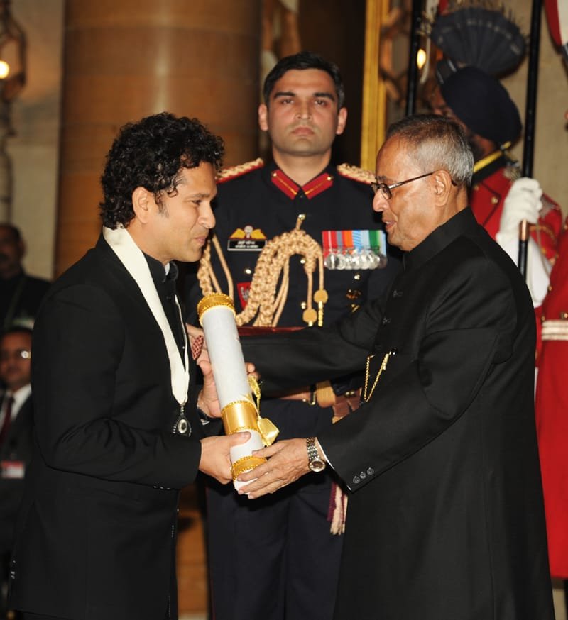 The President, Shri Pranab Mukherjee presenting the Bharat Ratna Award 2014…