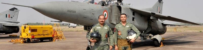 The Chief of the Air Staff, Air Chief Marshal Arup Raha after a sortie in MiG 27 aircraft at Kalaikunda airbase