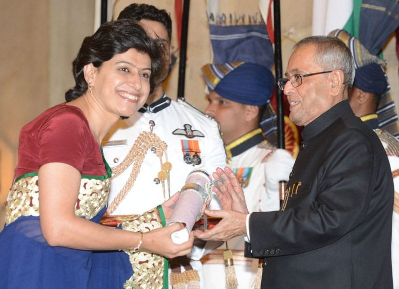 The President, Shri Pranab Mukherjee presenting the Padma Shri Award to…