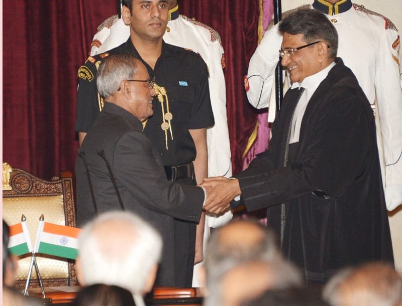 The President, Shri Pranab Mukherjee greets the Chief Justice of India,…