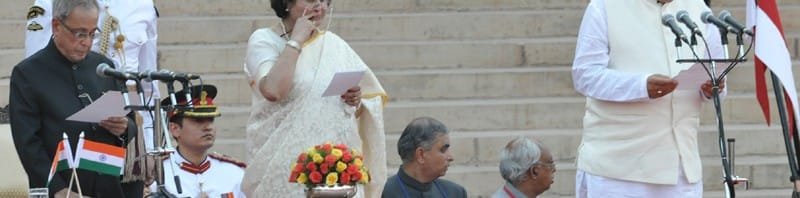 The President, Shri Pranab Mukherjee administering the oath as Cabinet Minister to...